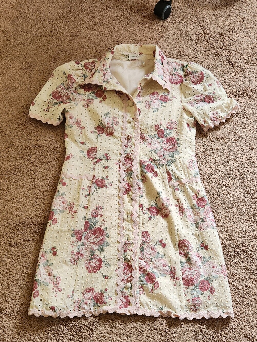 NWT AUREUM Floral Cottagecore Peasant Prairie Cotton Eyelet Dress Med